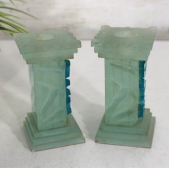 Vintage Shabbat Candlesticks Art Deco Style - Picture 6 of 8